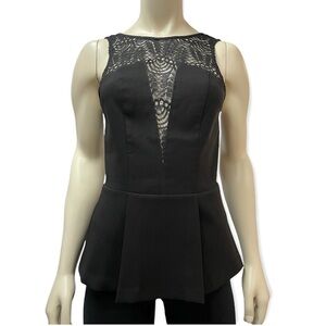 Dynamite Peplum Tank Top with Lace Chest, Backless, Black, Size XS